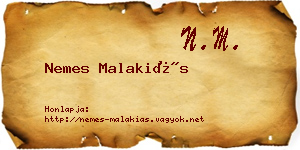 Nemes Malakiás névjegykártya